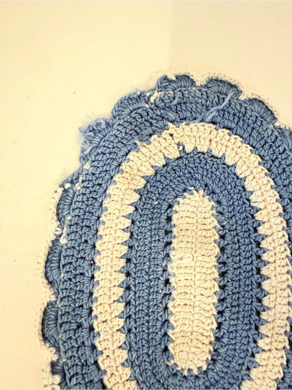 Vintage Set of 2 Hand Crafted Crochet Hot Pad Trivet Pastel Multicolor & Blue